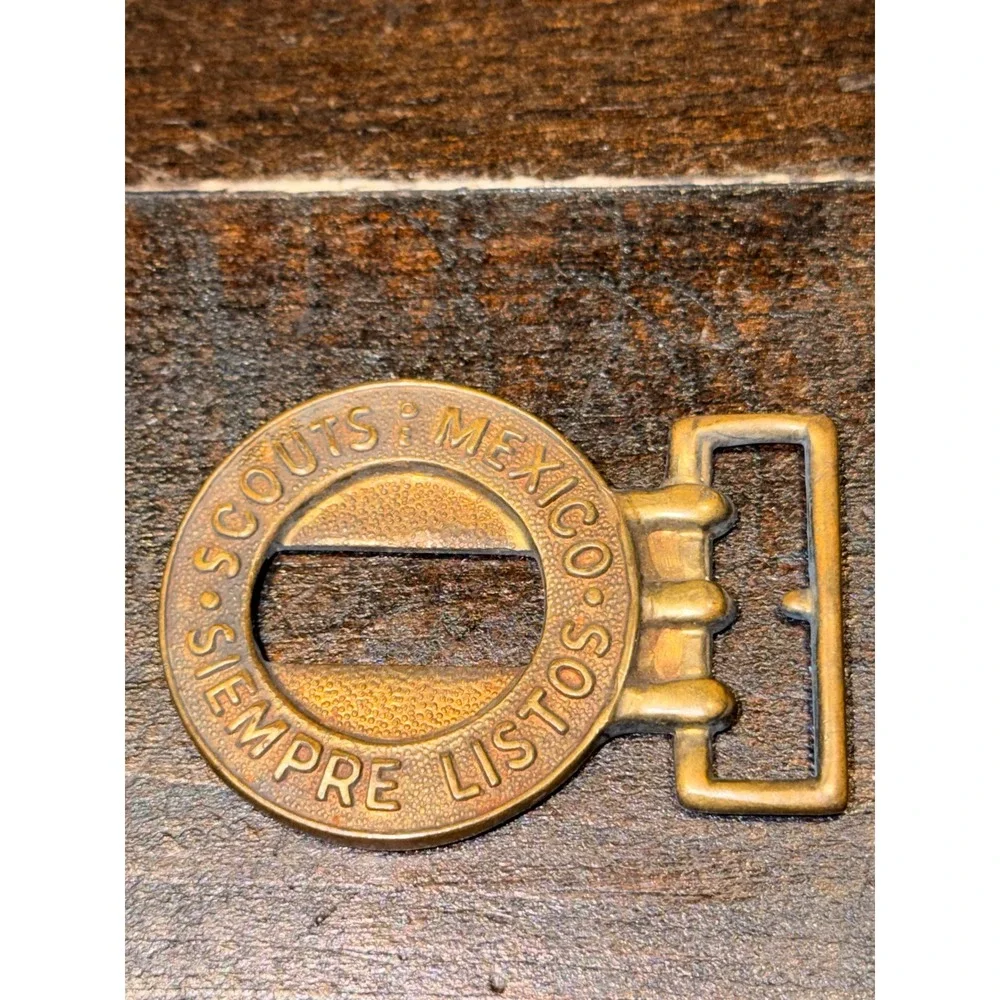 Vintage Mexico Scouts Siempre Listos Belt‎ Buckle Brass Metal Collectible